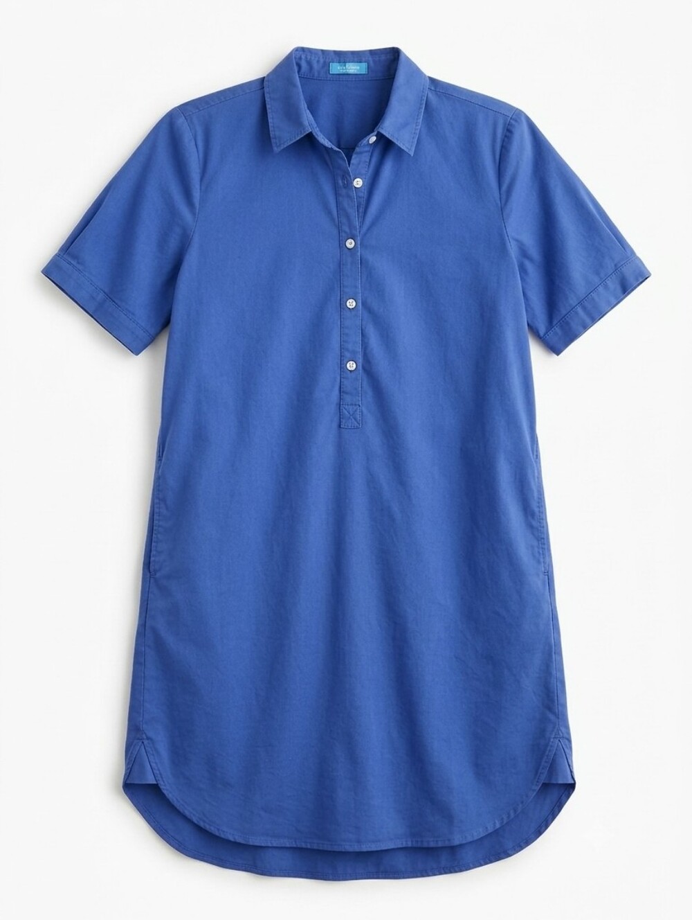 J.McLaughlin Dress Medium Blue Short Sleeve Polo Shirt Dress Cotton Blend Pocket